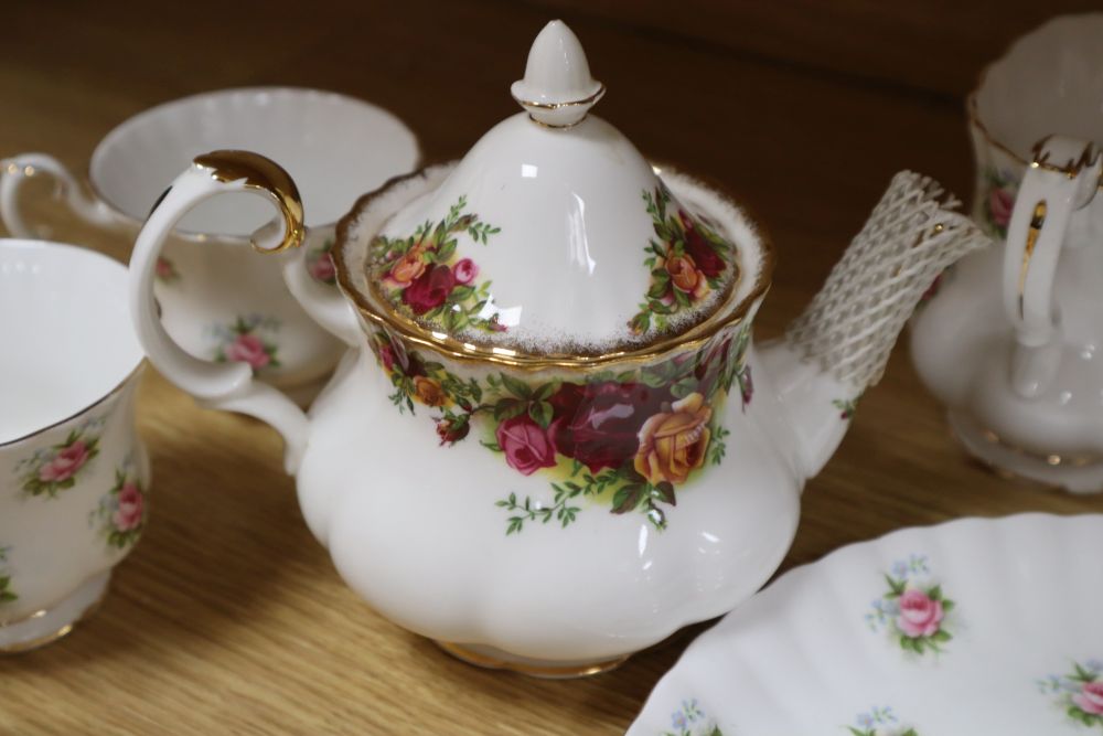 Assorted plated ware including two trays, tea set etc.